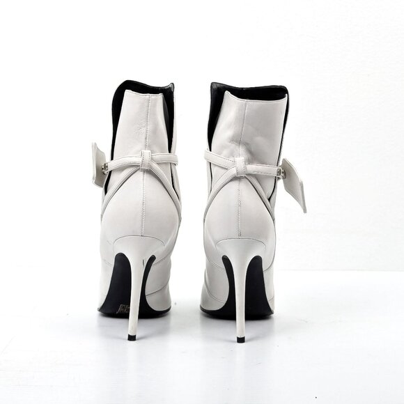 OFF-White Women Zip Tie White Leather Ankle Heel Boots size 7-7.5US EUR 38 - Picture 5 of 8